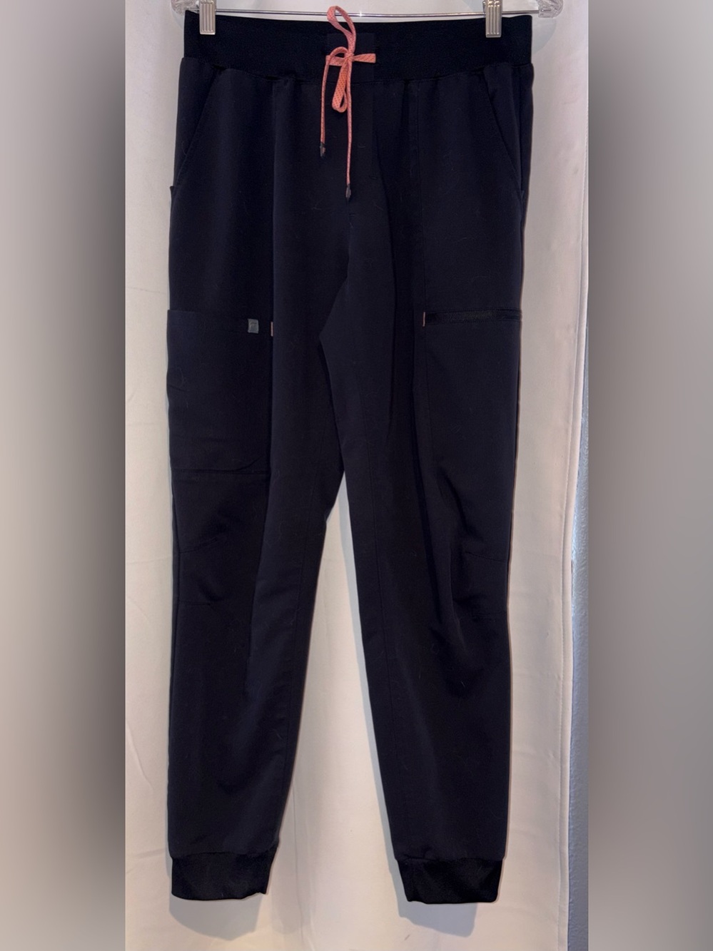 Fabletics Black Jogger scrub Pants with Pink Drawstring